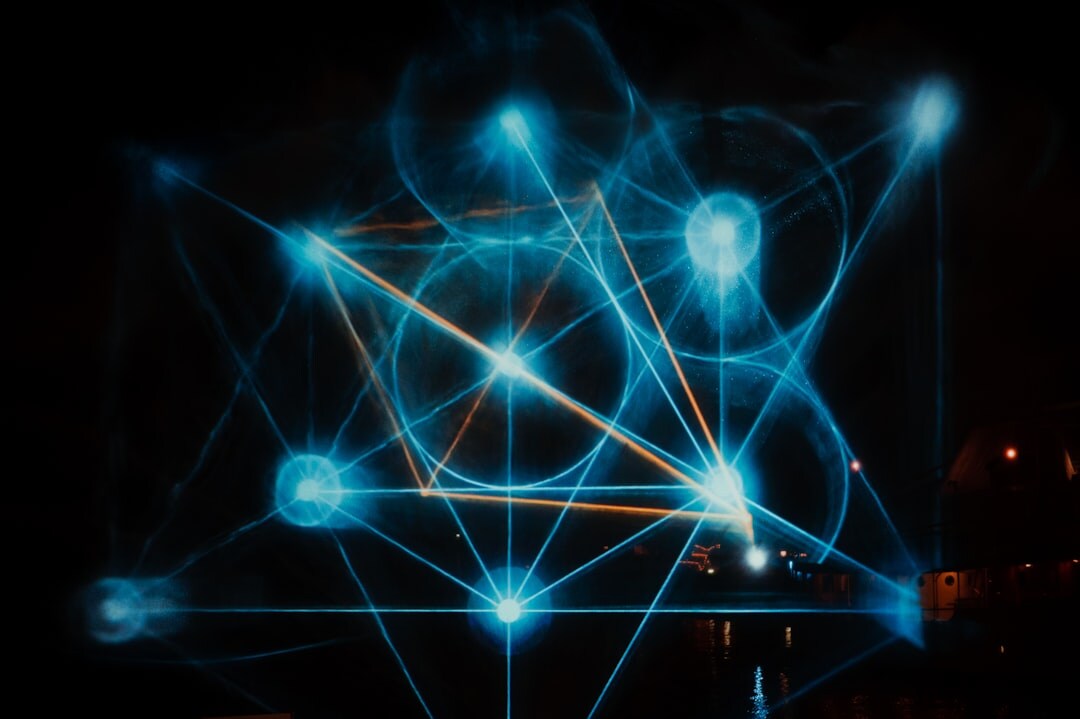 Abstract visualization of artificial intelligence neural network with glowing nodes